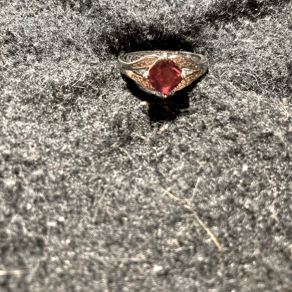 Costume jewelry square cut red stone